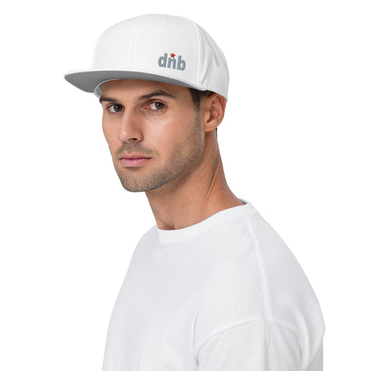 DNB Apparel White, Grey, and Red Snapback Hat – Bold Streetwear for the Modern Hustler