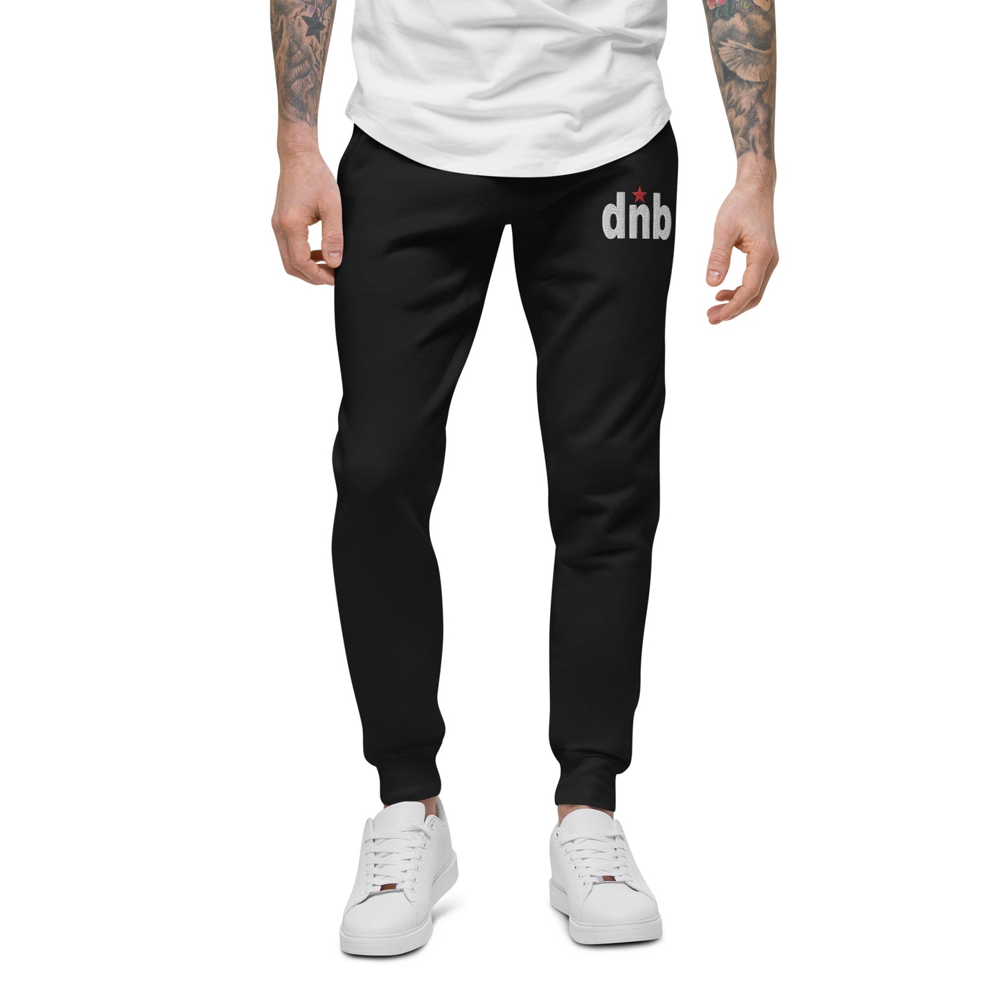 DNB Apparel Black, White & Red Fleece Streetwear Sweatpants