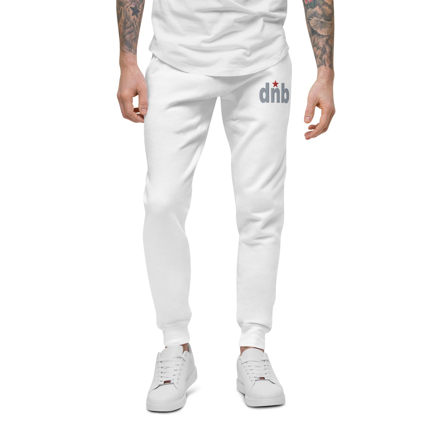 DNB Apparel White, Grey & Red Fleece Streetwear Sweatpants